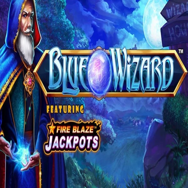Blue Wizard Fire Blaze Jackpots casino game by Rarestone Gaming – featured logo at CrownPlay Casino