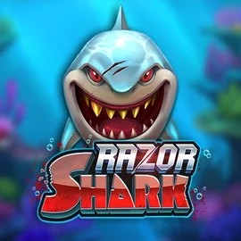 Razor Shark slot logo by Push Gaming at CrownPlay Casino