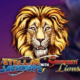 Stellar Jackpots with Serengeti Lions slot logo by Lightning Box Game at CrownPlay Casino