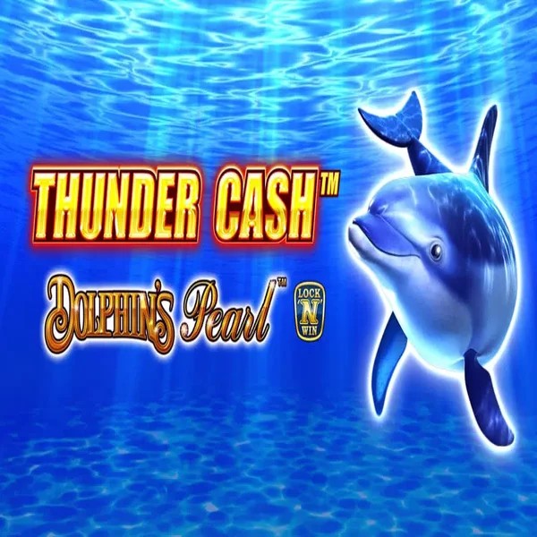 Thunder Cash Dolphins Pearl slot logo by Novomatic at CrownPlay Casino